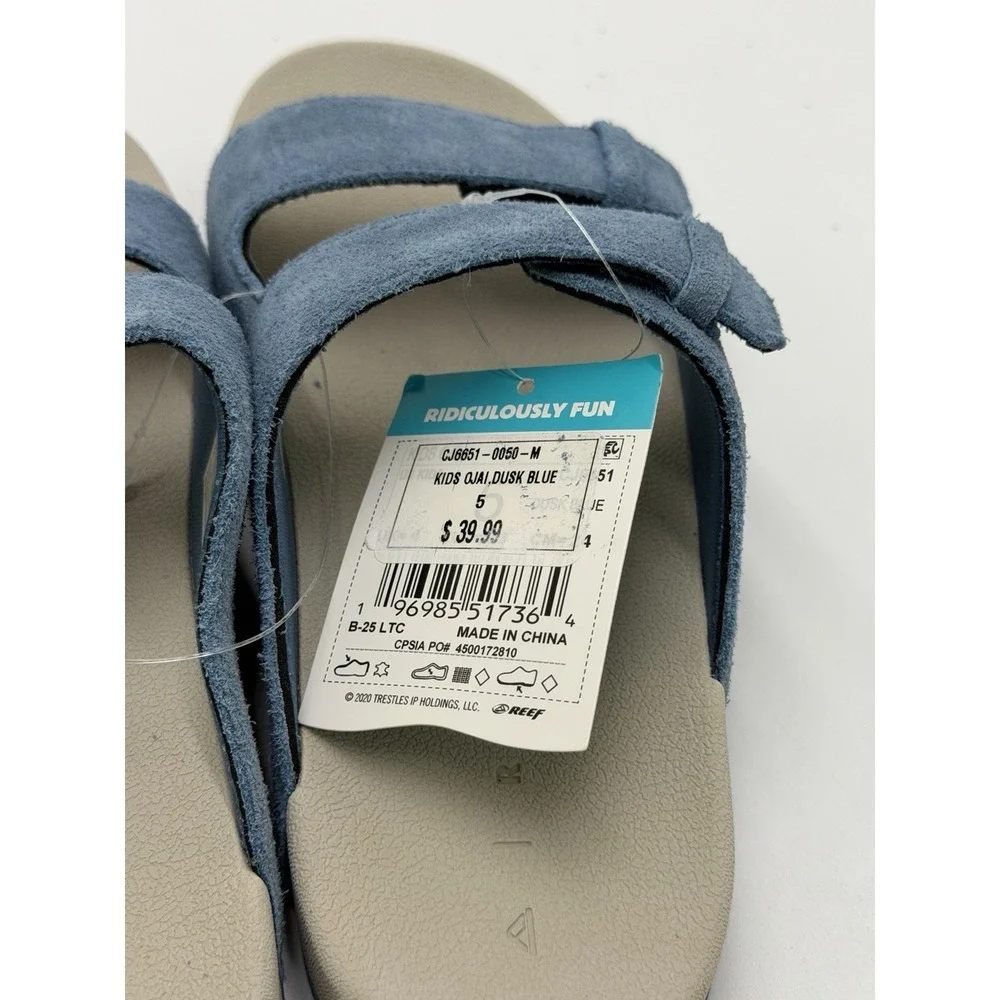 Reef Kids Ojai Sandals Suede Dusk Blue New Size 5 Boys Girls MSRP: $39.99